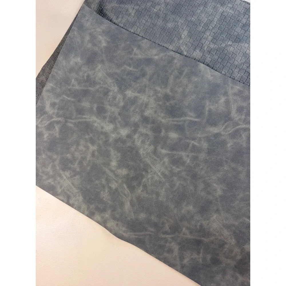 Faux Leather placemats OS Slate Blue Grey Y2K Woven Textured 4pc Set